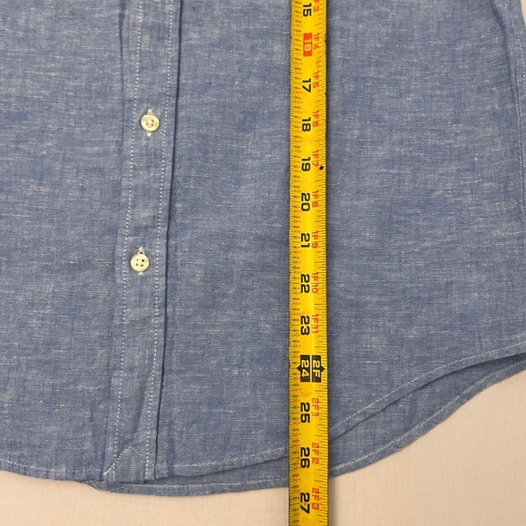 Ralph Lauren Kids L (14-16) Blue Chambray Linen Long Sleeve Button Down Shirt - Picture 7 of 7